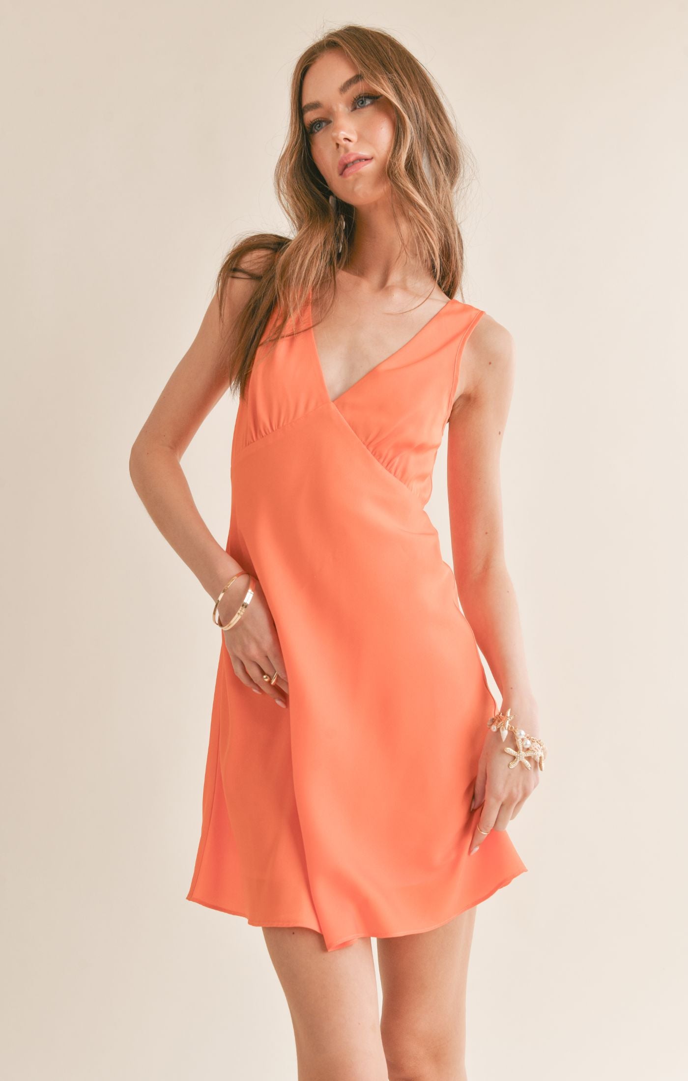 Show Off Bias Satin Mini Dress | Orange – Hannah Anna