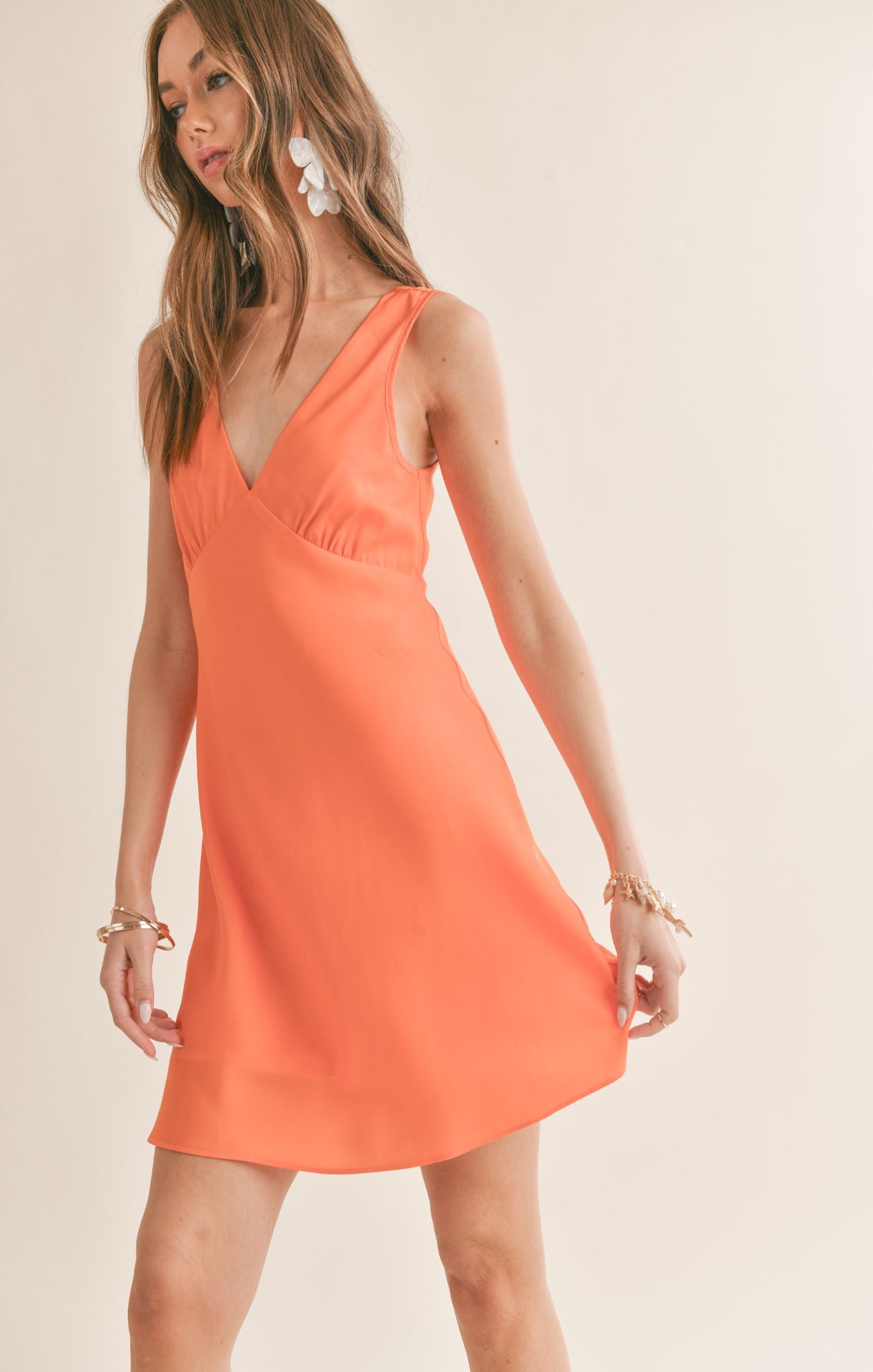 Orange satin mini dress best sale